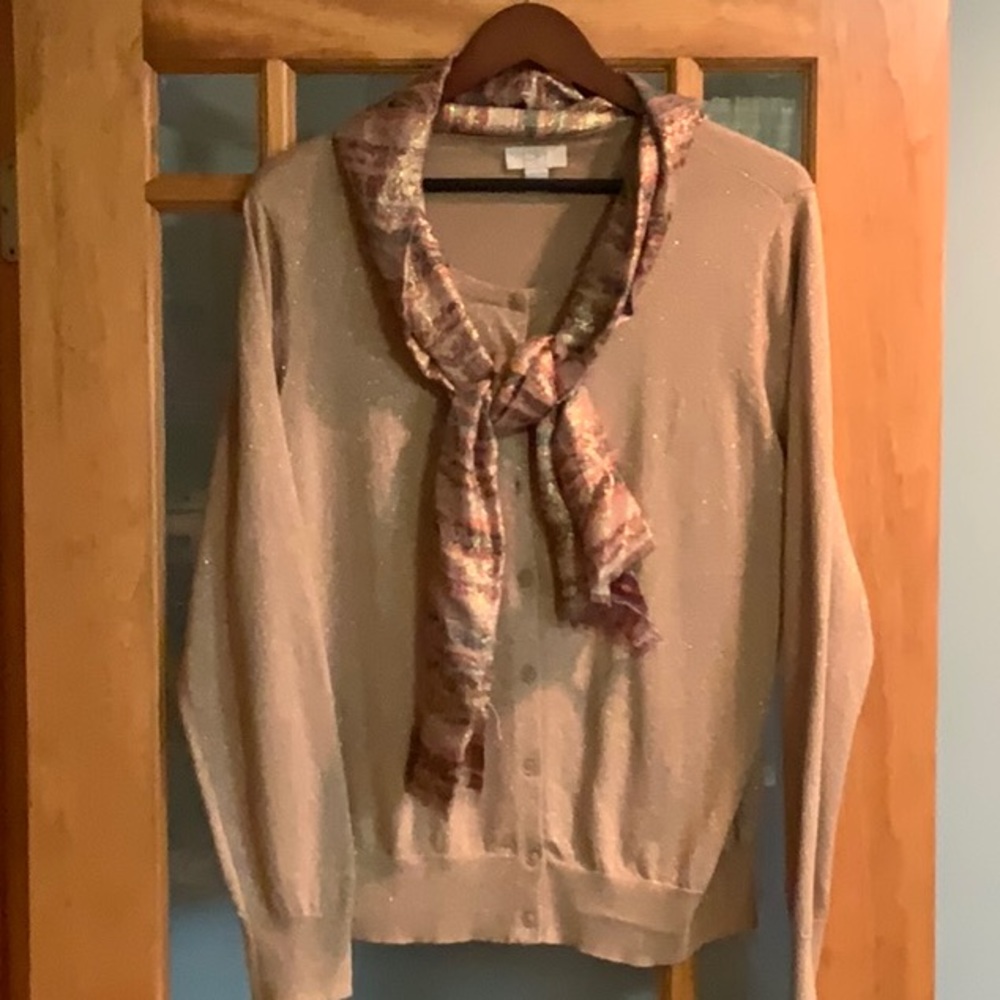 Beautiful lightweight Gold Metallic Sweater/Scarf